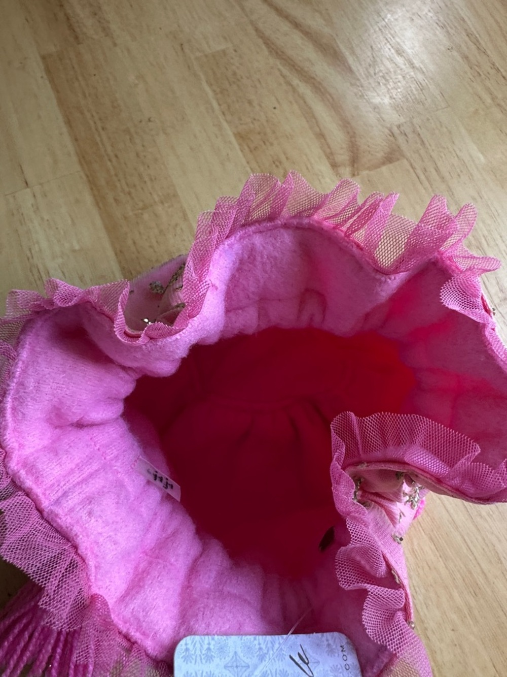 Free People Pink Ruffled Tassel Drawstring Pouch - Picture 4 of 5
